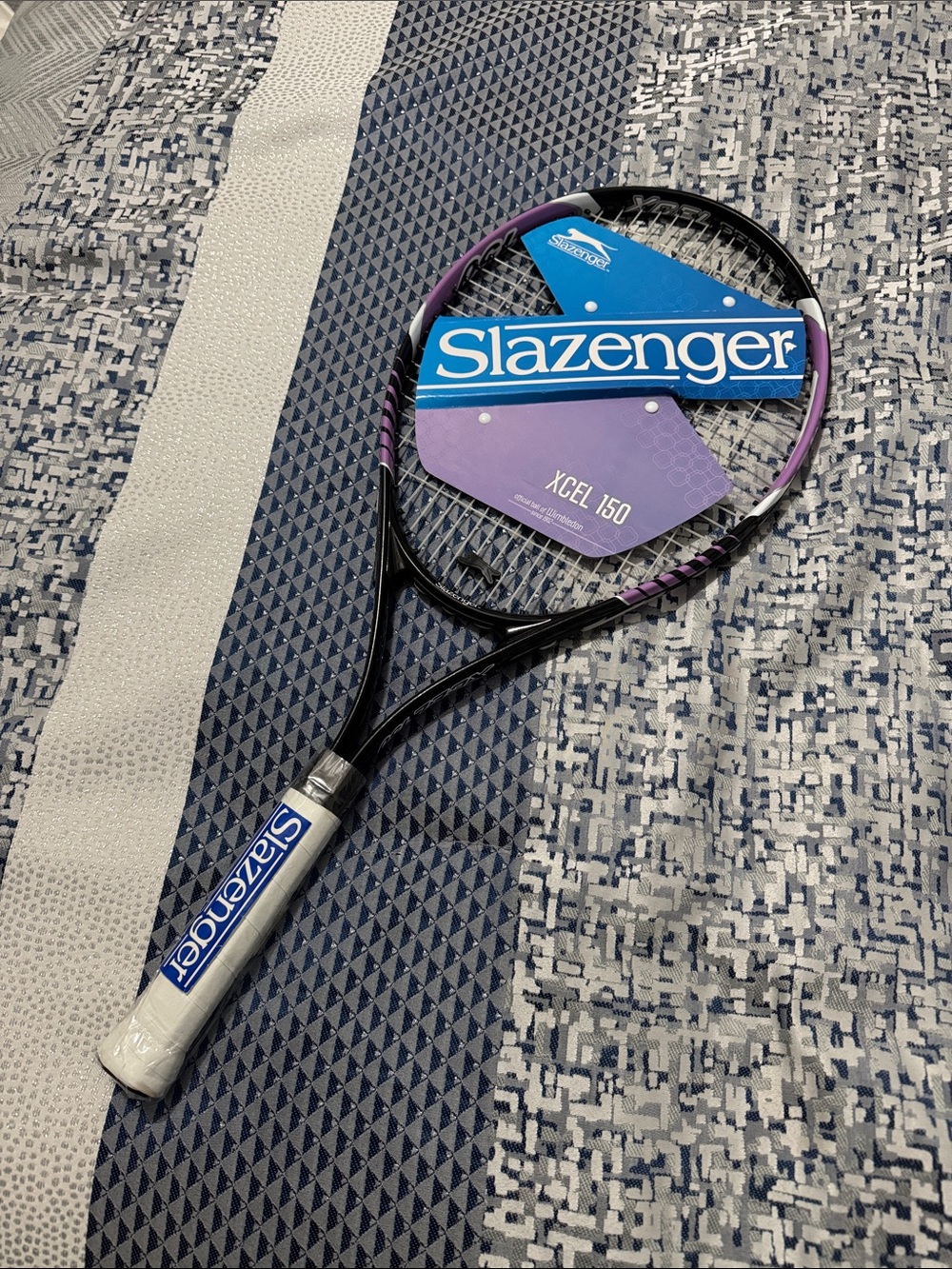 SLAZENGER XCEL 150 TENNIS RACQUET IN BLACK AND PURPLE